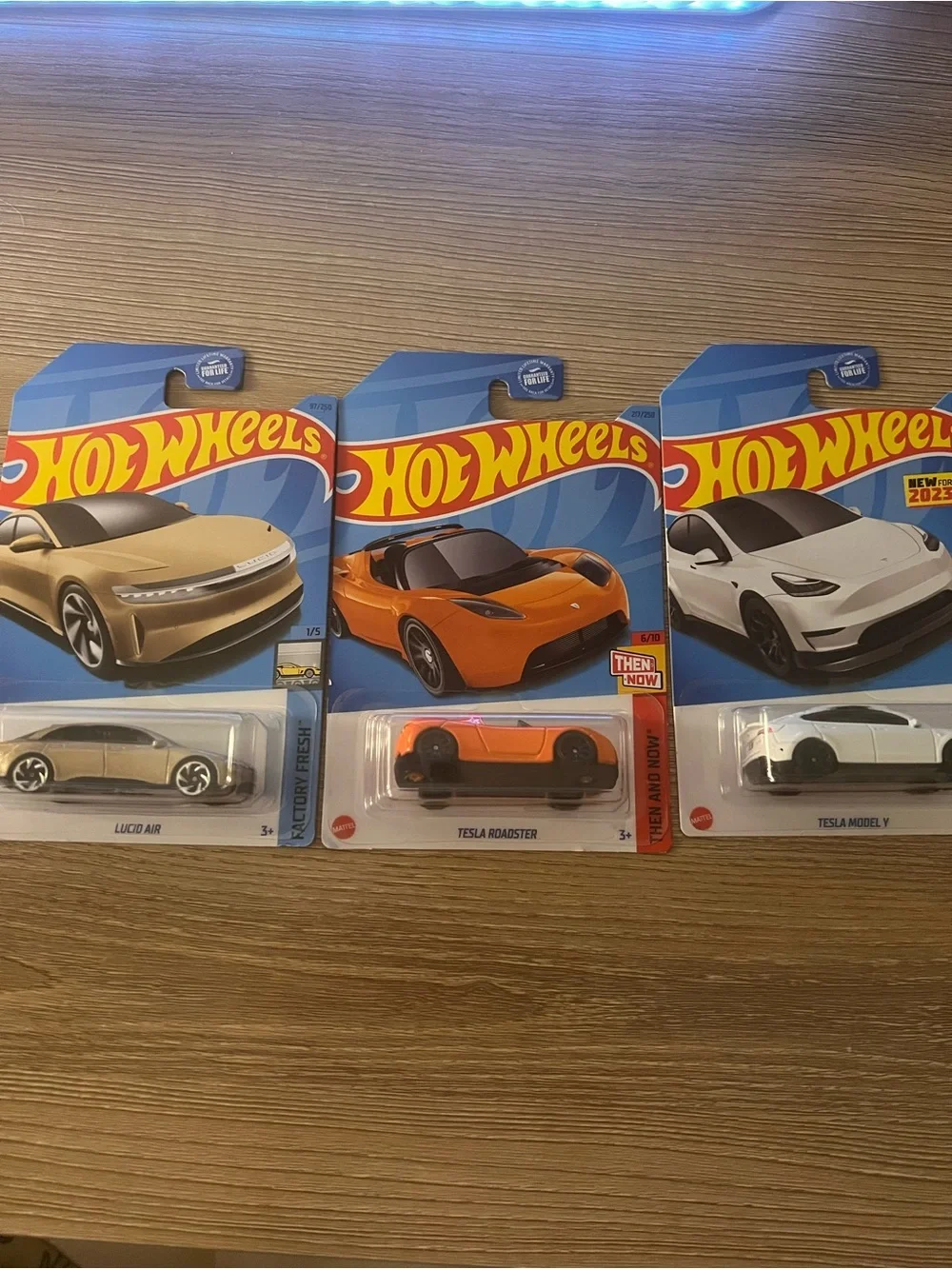 Hot Wheels Tesla EV Lot Lucid Air Model Y Roadster Factory Fresh 3 Car Set